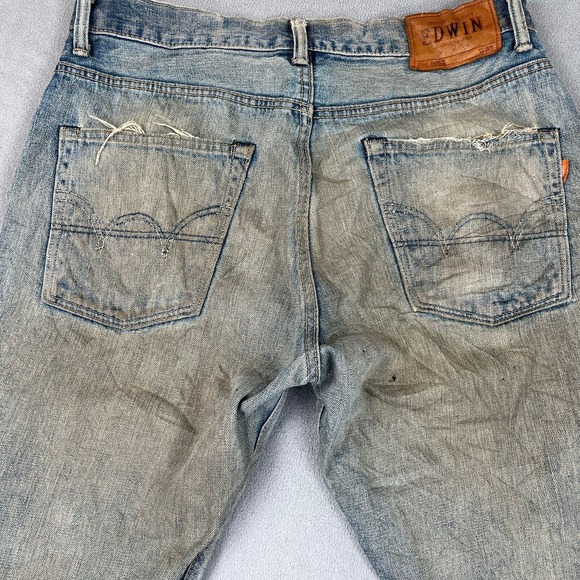 Edwin Jeans Men Japanese Selvedge Dirty Wash Thrashed Distressed Fits 34x30 Work - Picture 1 of 16